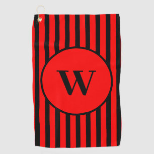 zwart en rood klassiek gestreept Initiaal Golfhanddoek