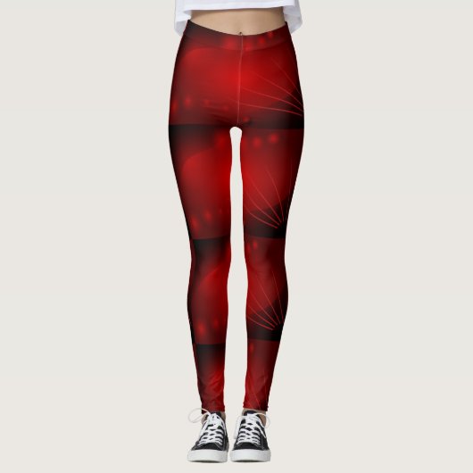 Zwart en Rood Kosmisch Leggings (Voorkant)