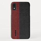 Zwart en rood  kunstleder Case-Mate iPhone case (Achterkant)