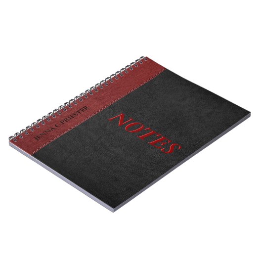 Zwart en rood kunstleder notitieboek (Linkerzijde)