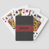 Zwart en rood kunstleder pokerkaarten (Achterkant)