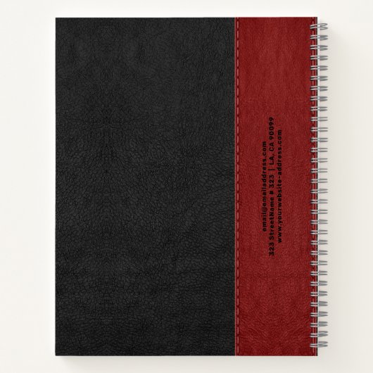 Zwart en rood  Leather Aged Look Notitieboek (Achterkant)