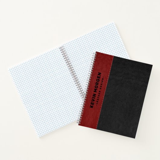 Zwart en rood  Leather Aged Look Notitieboek (Binnen)