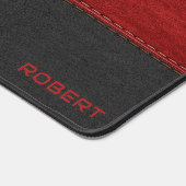 Zwart en rood  leertextuur monogram bureaumat (Hoek)
