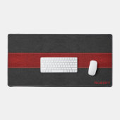 Zwart en rood  leertextuur monogram bureaumat (Keyboard & Muis)