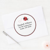 Zwart en rood lieveheersbeestje rond adres Sticker (Envelop)