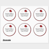 Zwart en rood lieveheersbeestje rond adres Sticker (Vel)