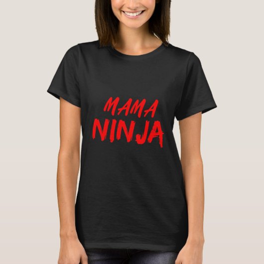 Zwart en Rood Mama Ninja T-shirt voor Mam (Voorkant)