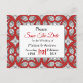 Zwart en rood Mandala Wedden Opslaan Datum Aankondigingskaart (Voorkant)
