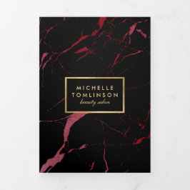 Zwart en Rood Marmer Salon of Productbrochure Drieluik Kaart
