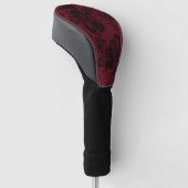 Zwart en rood marmerpatroon.  golfheadcover (Schuin)
