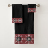 Zwart en rood medaillon bad handdoek (Insitu)