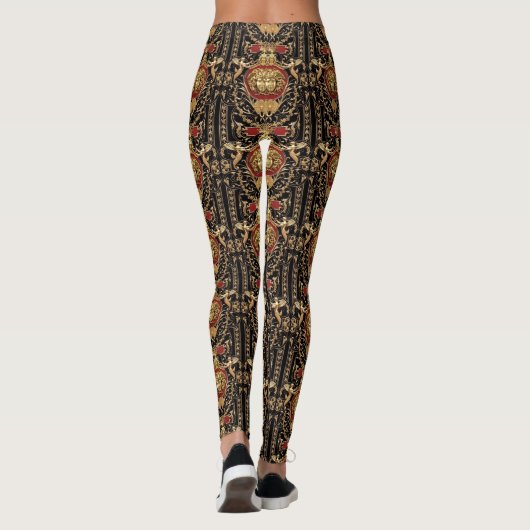 Zwart en Rood Medusa Klassiek Leggings (Achterkant)