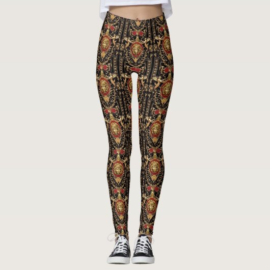 Zwart en Rood Medusa Klassiek Leggings (Voorkant)