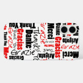 Zwart en rood meertalige dank je typografie Case-Mate iPhone case (Achterkant (horizontaal))