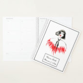 Zwart en rood meisje Mode Modern Elegant Planner (Display)