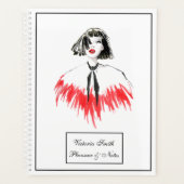 Zwart en rood meisje Mode Modern Elegant Planner (Voorkant)