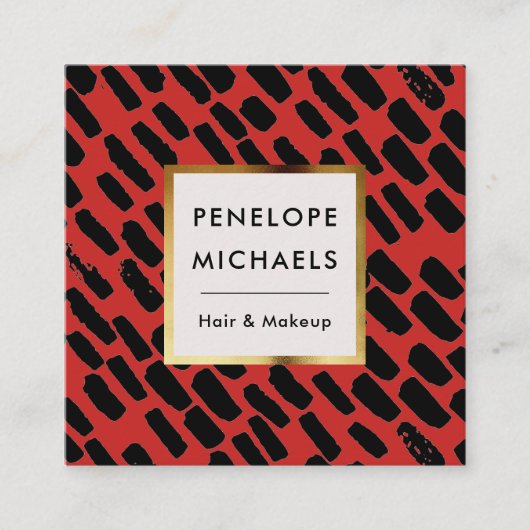 Zwart en rood met Lijst Vierkante Visitekaartje (Voorkant)
