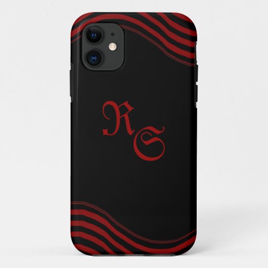 Zwart en rood met strepen Case-Mate iPhone case (Achterkant)