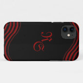 Zwart en rood met strepen Case-Mate iPhone case (Achterkant (horizontaal))