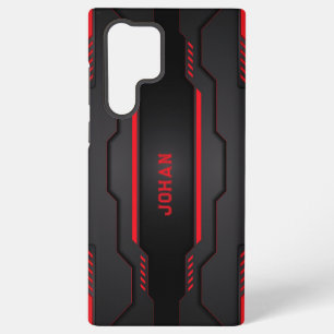 Zwart en rood metalen geometrisch ontwerp samsung galaxy hoesje