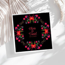 Zwart en rood Mexicaans bloemfeest bruiloft