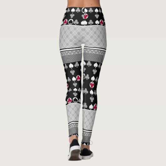 zwart en rood, mode patroon leggings (Achterkant)