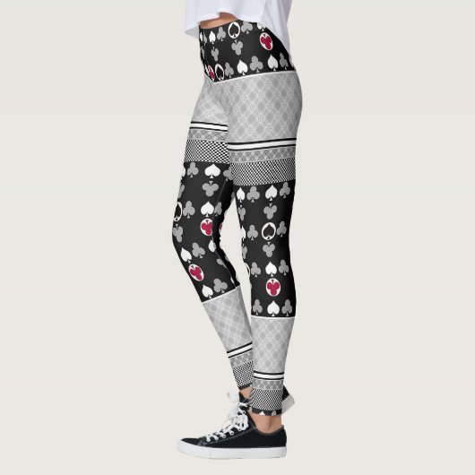 zwart en rood, mode patroon leggings (Links)