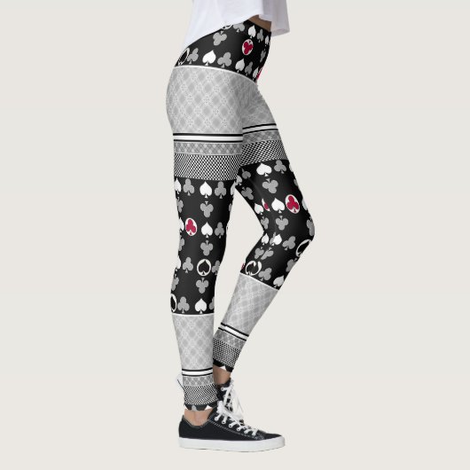 zwart en rood, mode patroon leggings (Rechts)