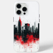 Zwart en Rood Modern Cityscape Case-Mate iPhone Case (Achterkant)