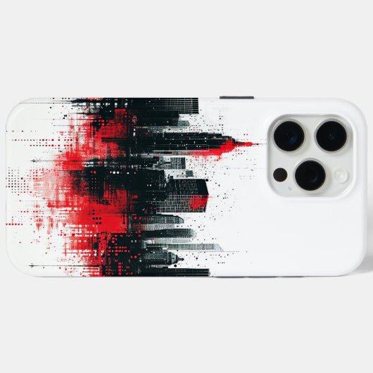 Zwart en Rood Modern Cityscape Case-Mate iPhone Case (Achterkant (horizontaal))