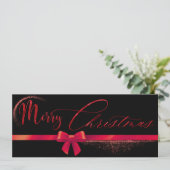 Zwart en rood modern kerstcadeaubon (Staand voorkant)