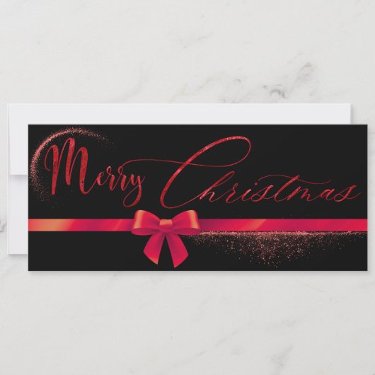 Zwart en rood modern kerstcadeaubon kaart (Voorkant)