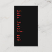 Zwart en rood modern Visitekaartje door Ginette (Achterkant)