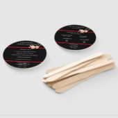 Zwart en Rood Modern Wit Script Huwelijksprogramma Handwaaier (Niet-gemonteerd)