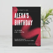 Zwart en Rood Moderne Grunge Moderne Kunst Verjaar Kaart (Staand voorkant)