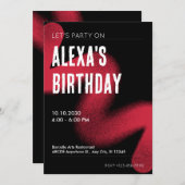 Zwart en Rood Moderne Grunge Moderne Kunst Verjaar Kaart (Voorkant / Achterkant)