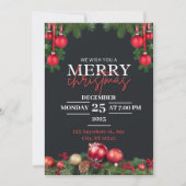 Zwart en Rood Moderne Uitnodiging van het Kerstmis (Voorkant)