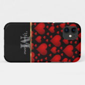 Zwart en rood monogram liefde hartpatroon Case-Mate iPhone case (Achterkant (horizontaal))