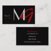 zwart en rood monogram Visitekaartjes (Voorkant / Achterkant)