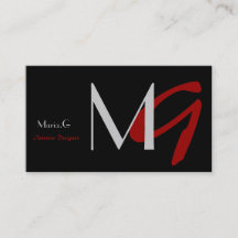  zwart en rood monogram Visitekaartjes