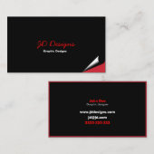  zwart en rood monogram Visitekaartjes (Voorkant / Achterkant)