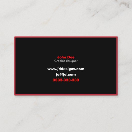  zwart en rood monogram Visitekaartjes (Achterkant)