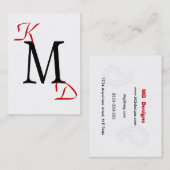  zwart en rood monogram Visitekaartjes (Voorkant / Achterkant)