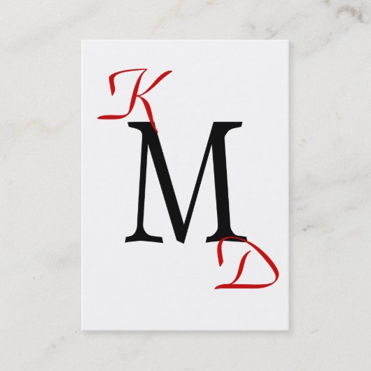  zwart en rood monogram Visitekaartjes (Voorkant)