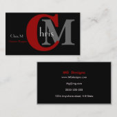 zwart en rood monogram Visitekaartjes (Voorkant / Achterkant)
