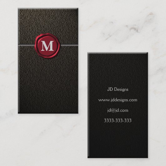  zwart en rood monogram Visitekaartjes (Voorkant / Achterkant)