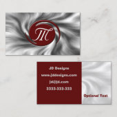 zwart en rood monogram Visitekaartjes (Voorkant / Achterkant)