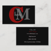  zwart en rood monogram Visitekaartjes (Voorkant / Achterkant)