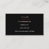  zwart en rood monogram Visitekaartjes (Achterkant)